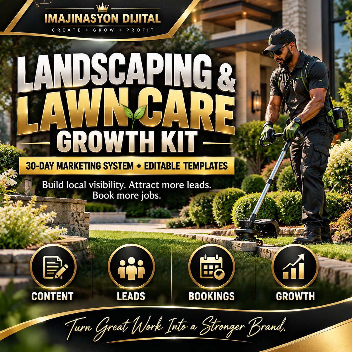Landscaping & Lawn Care Growth Kit | 30-Day Marketing System + Editable Templates