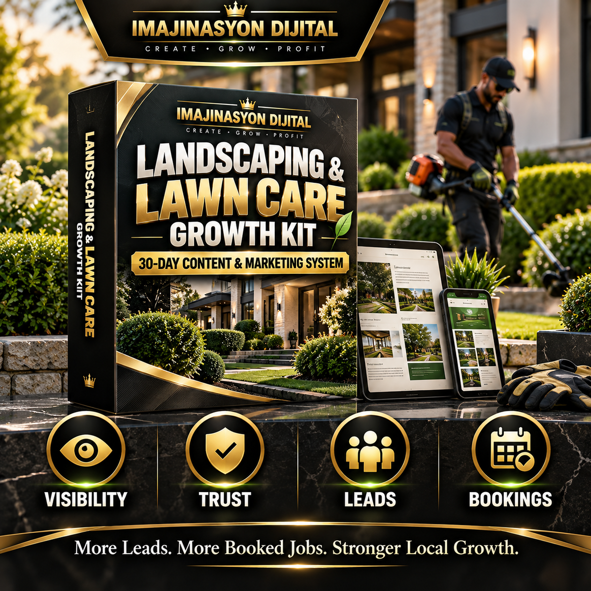 Landscaping & Lawn Care Growth Kit | 30-Day Marketing System + Editable Templates