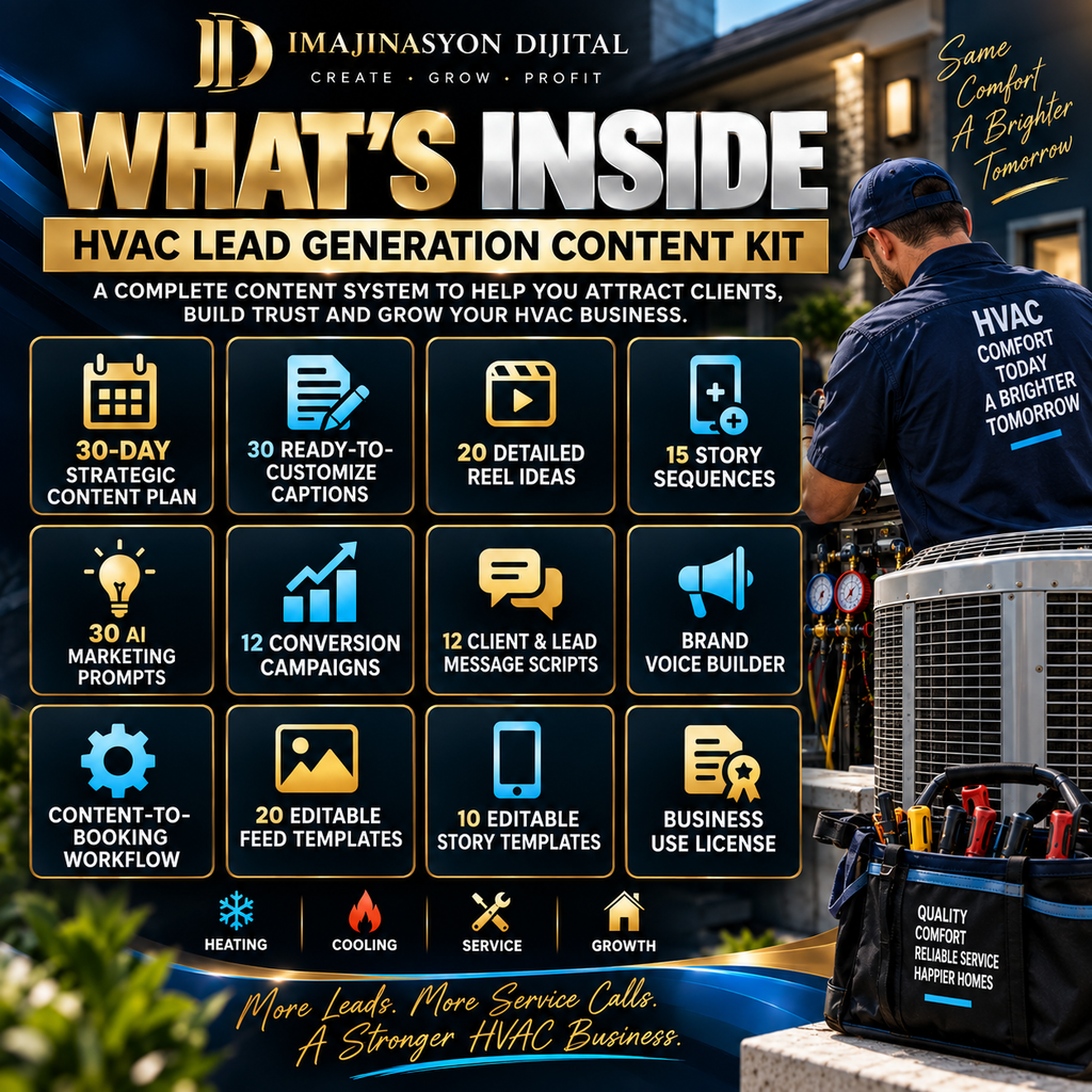 HVAC Lead Generation Content Kit | 30-Day Marketing System + Editable Templates