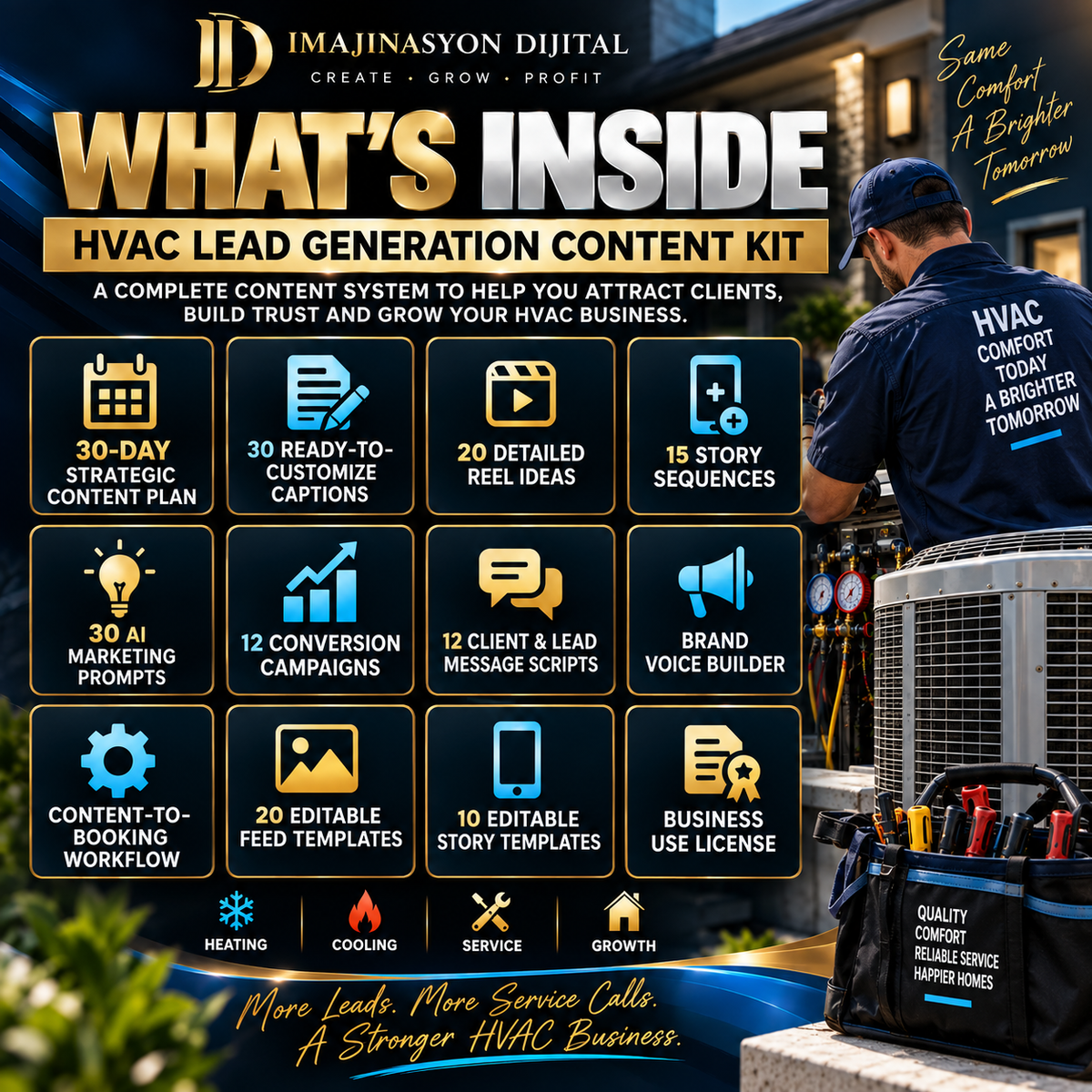 HVAC Lead Generation Content Kit | 30-Day Marketing System + Editable Templates