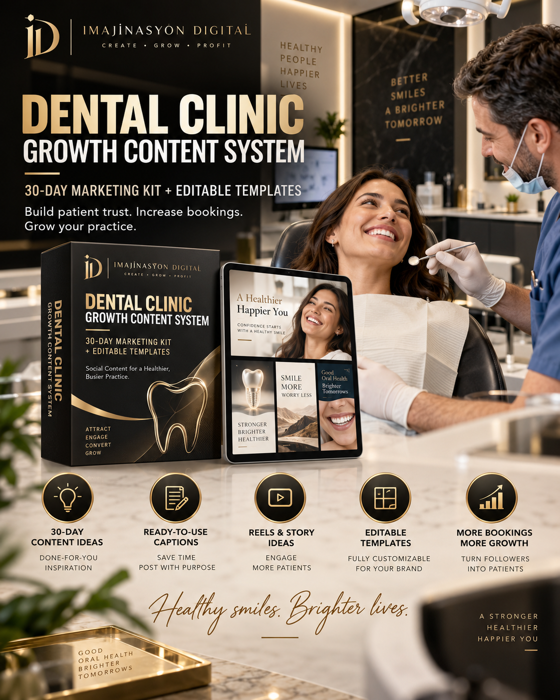 Dental Clinic Growth Content System | 30-Day Marketing Kit + Editable Templates
