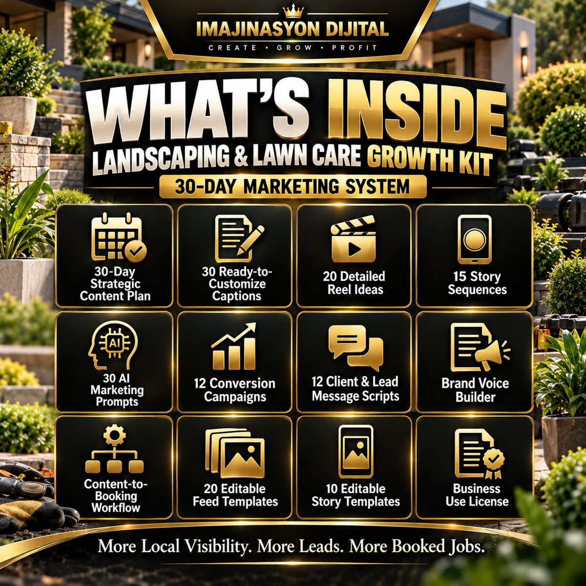 Landscaping & Lawn Care Growth Kit | 30-Day Marketing System + Editable Templates