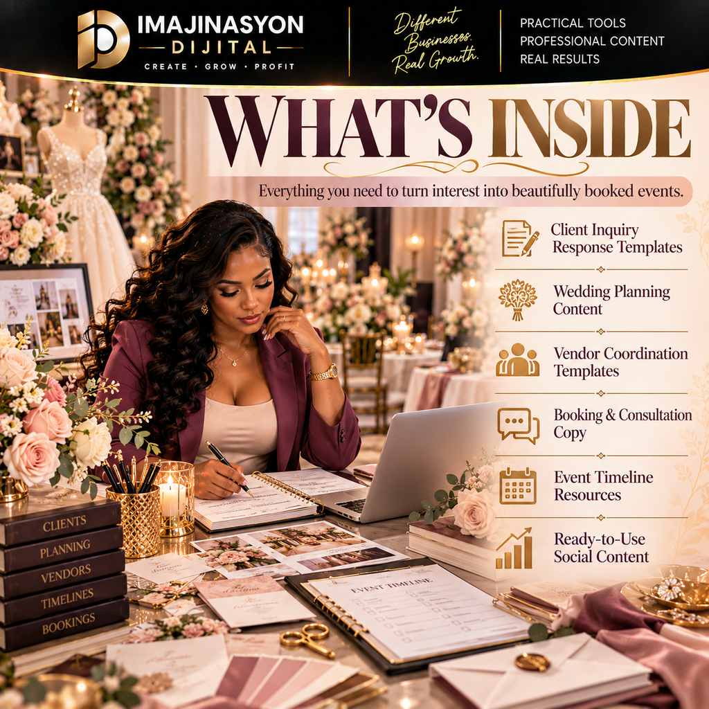 Wedding & Event Planner Booking System | Client, Vendor & Content Toolkit