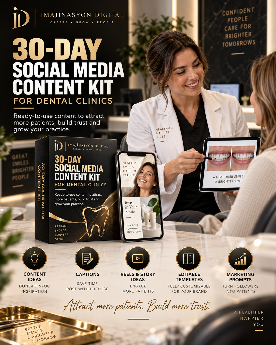 Dental Clinic Growth Content System | 30-Day Marketing Kit + Editable Templates