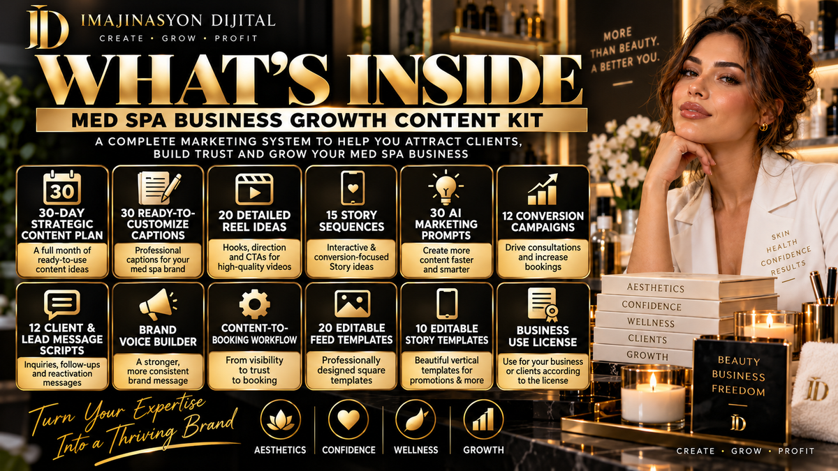 Med Spa Business Growth Content System | 30-Day Marketing Kit + Editable Templates